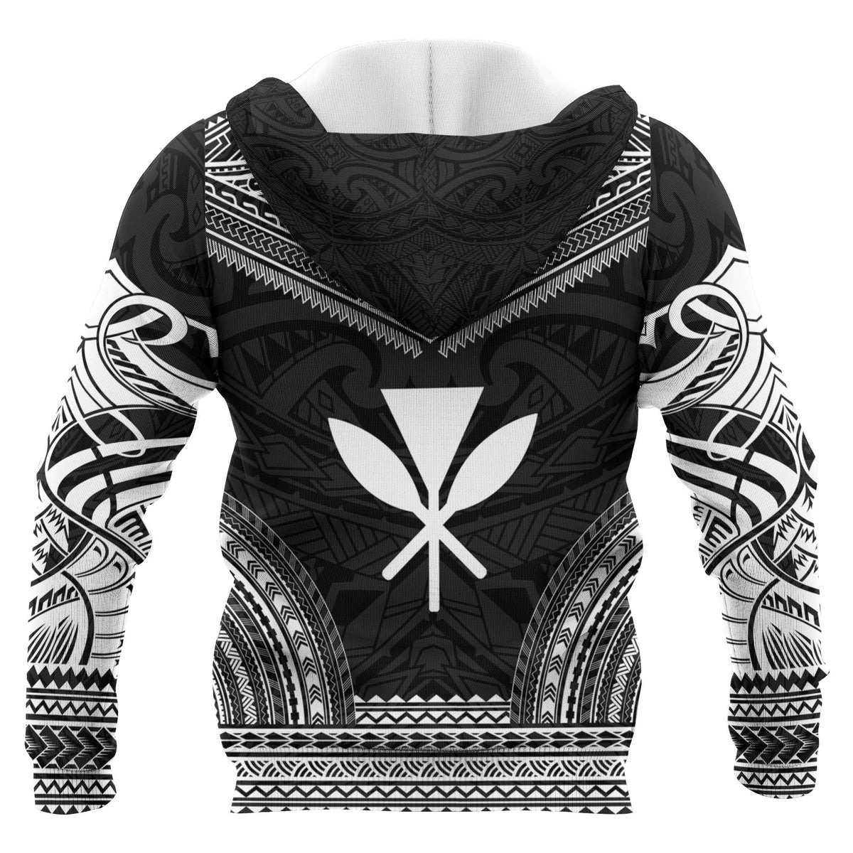 Kanaka Maoli Polynesian Chief Custom Zip up Hoodie Black Version Unisex Black - Polynesian Pride