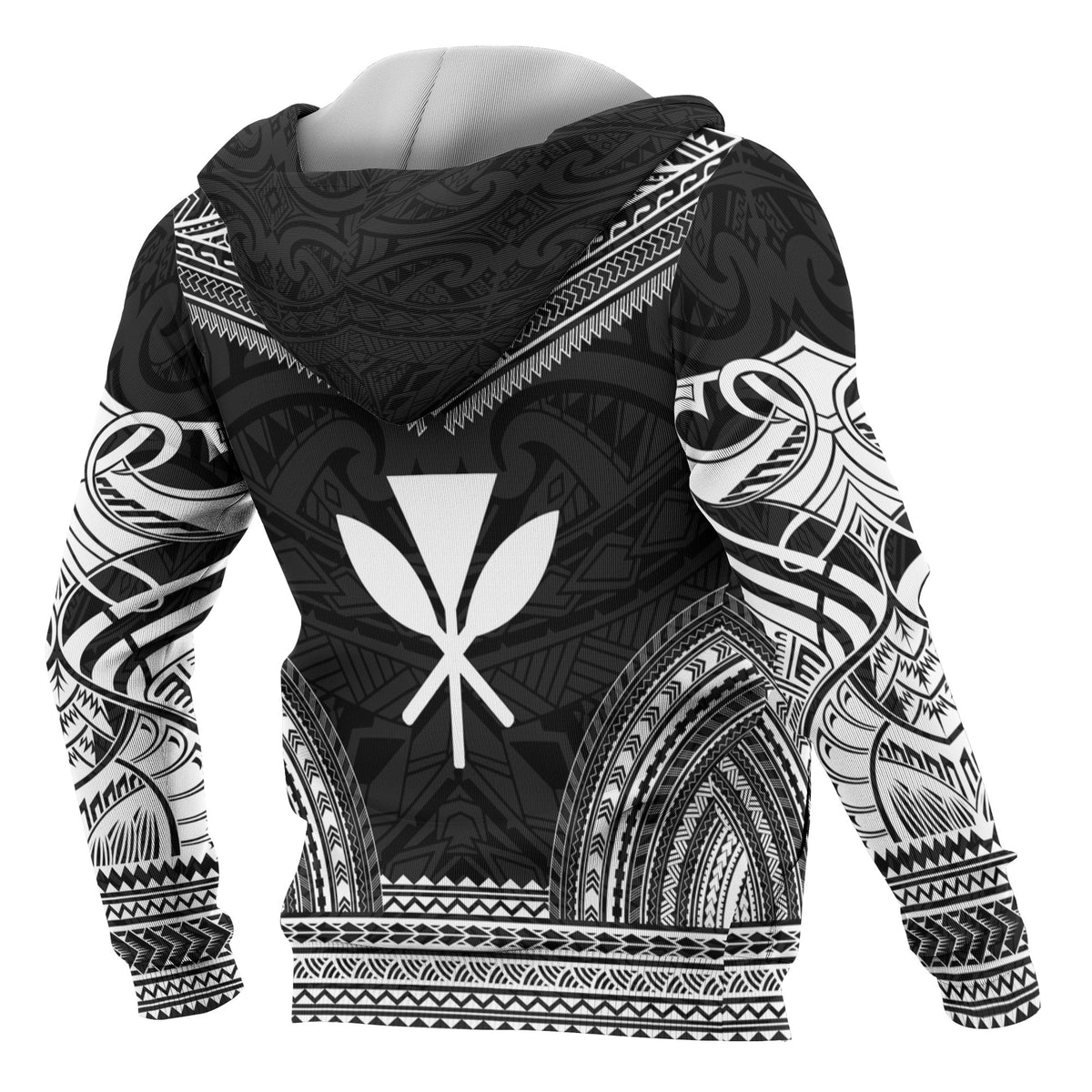 Kanaka Maoli Polynesian Chief Custom Zip up Hoodie Black Version - Polynesian Pride