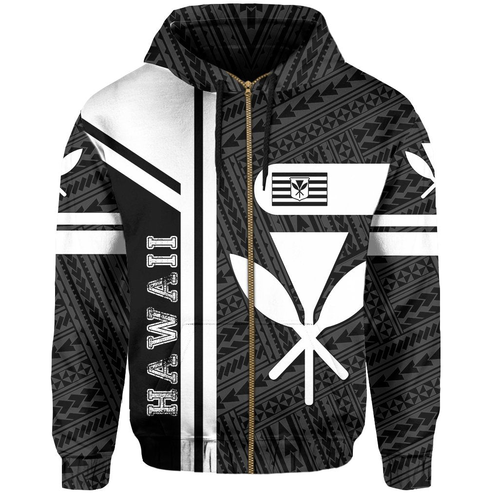 Kanaka Polynesian Zipper Hoodie White Morale Style - Polynesian Pride