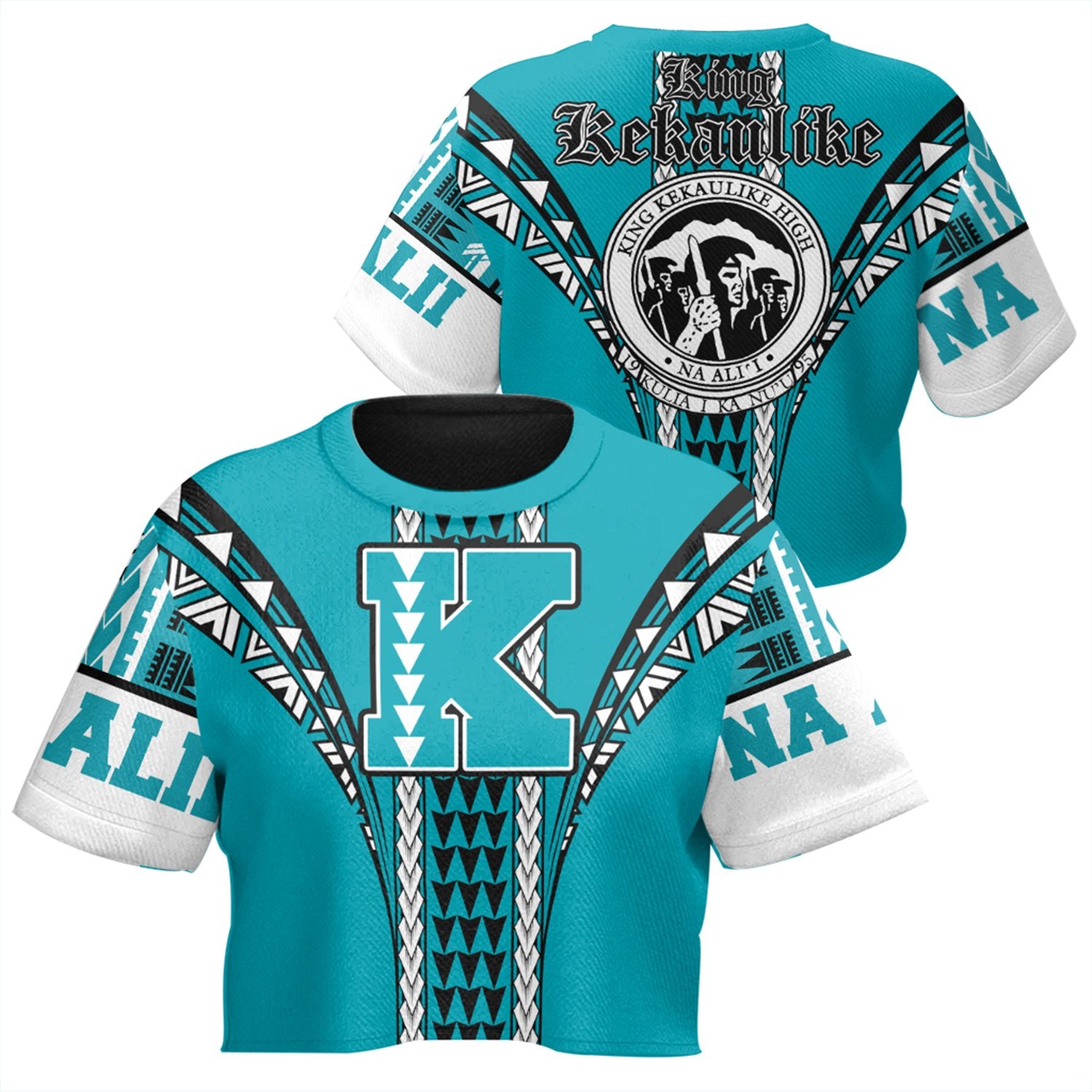 Hawaii - King Kekaulike High All - over Print Crop Top T-shirt AH Female Turquoise - Polynesian Pride