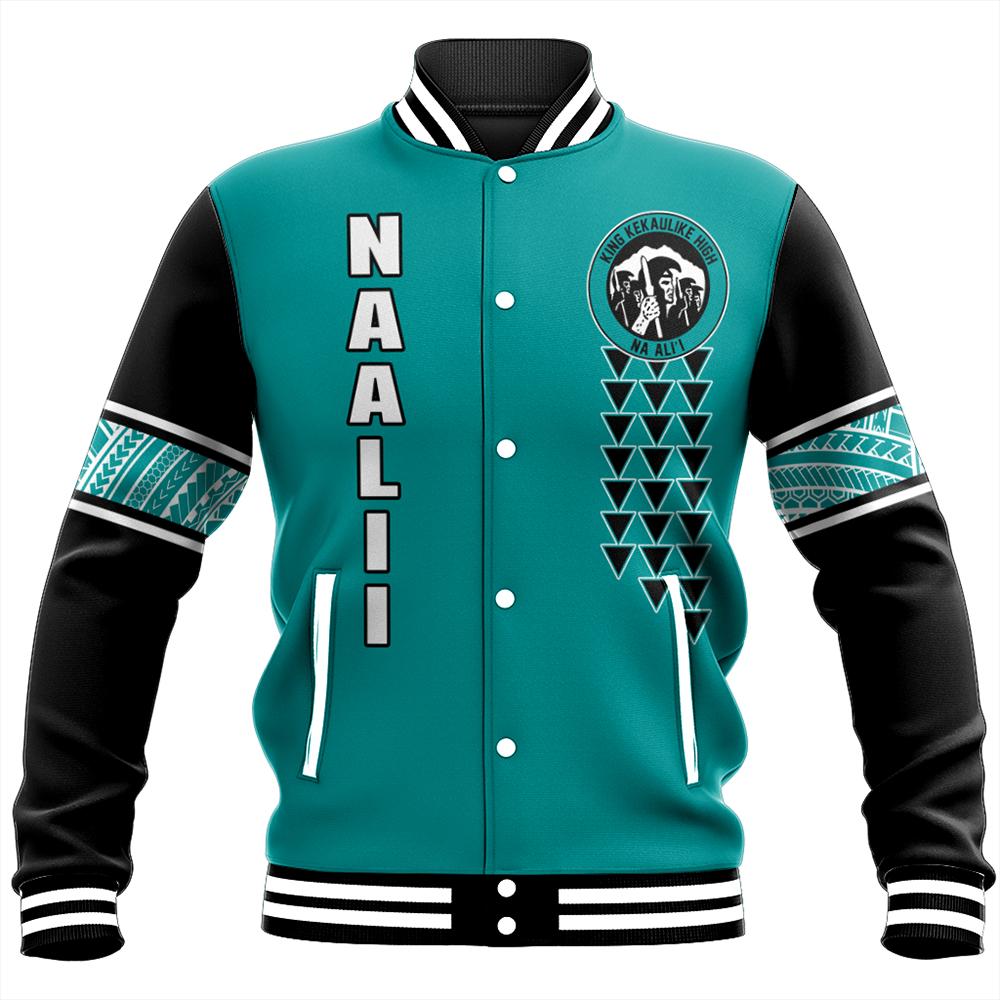 (Personalized) Hawaii Baseball Jacket - King Kekaulike High Custom Your Class Baseball Jacket - AH Unisex Turquoise - Polynesian Pride