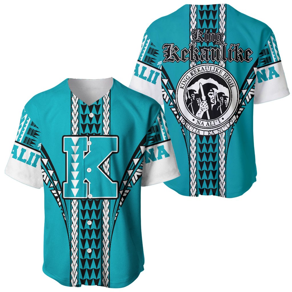 Hawaii Baseball Jersey - King Kekaulike High Baseball Jersey Shirt AH Turquoise - Polynesian Pride