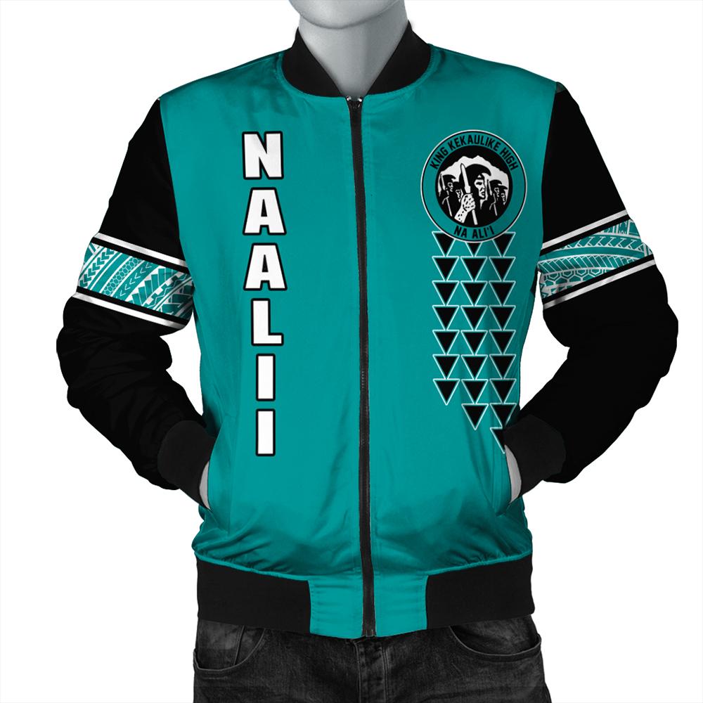 (Personalized) Hawaii Bomber Jacket - King Kekaulike High Custom Your Class Bomber Jacket AH Turquoise Unisex - Polynesian Pride