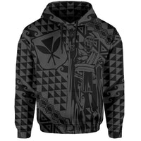 Hawaii Hoodie (Zip) King Kakau Kanaka Gray - Polynesian Pride