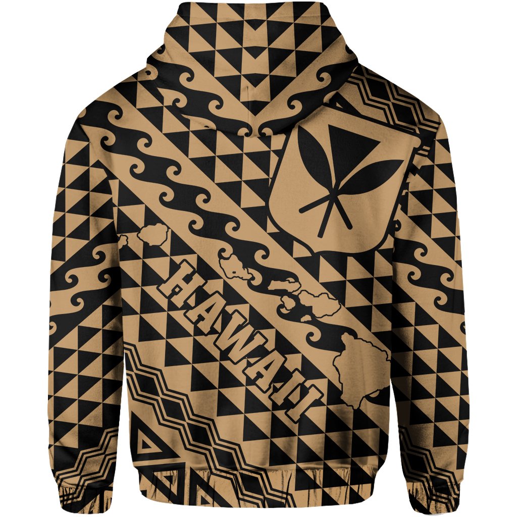 Hawaii Hoodie King Kakau Kanaka Gold - Polynesian Pride
