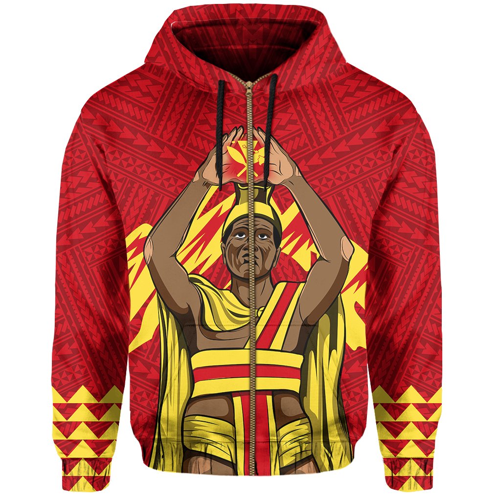 King Kanaka Kauka Zipper Hoodie Red - Polynesian Pride