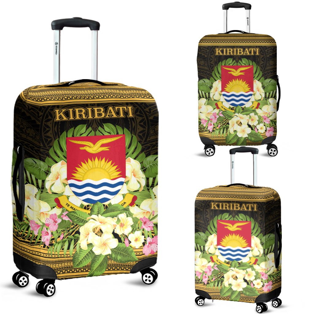 Kiribati Luggage Covers - Polynesian Gold Patterns Collection Black - Polynesian Pride