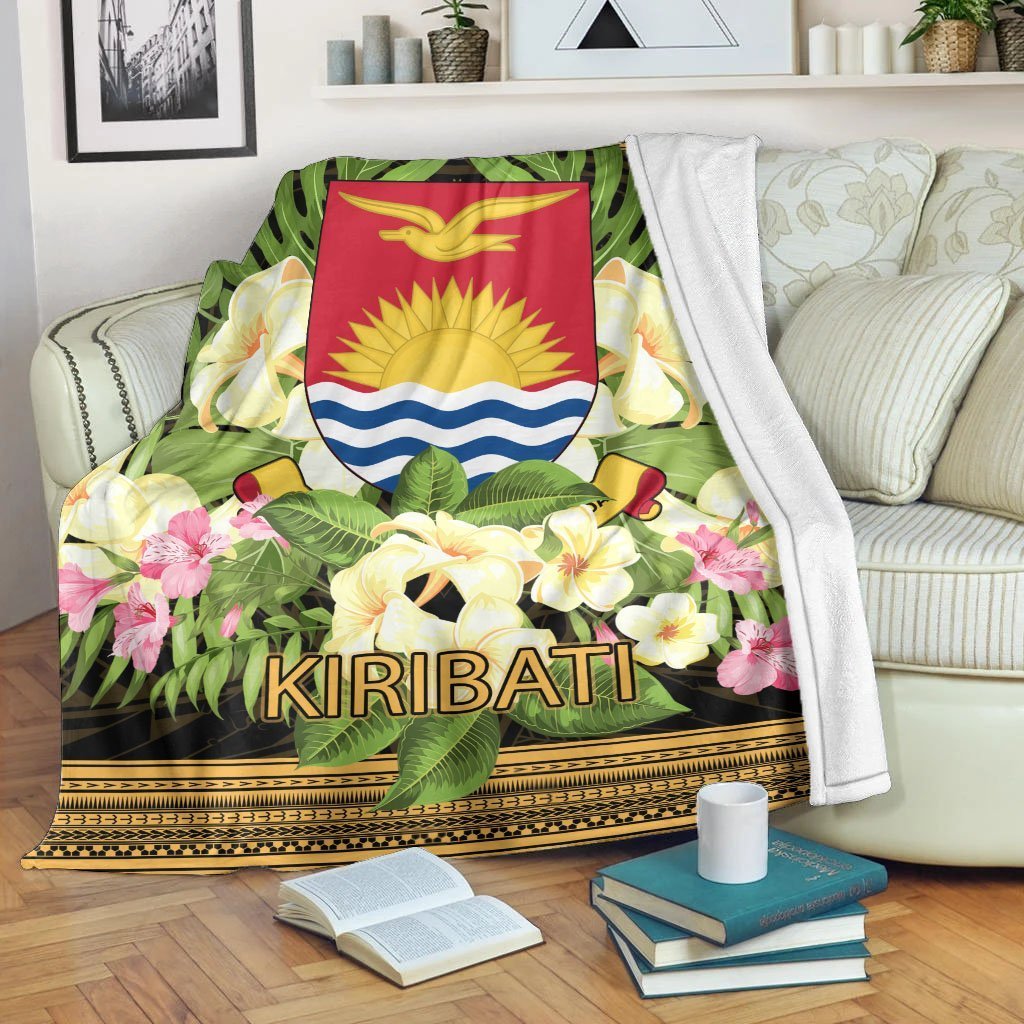 Kiribati Premium Blanket - Polynesian Gold Patterns Collection White - Polynesian Pride