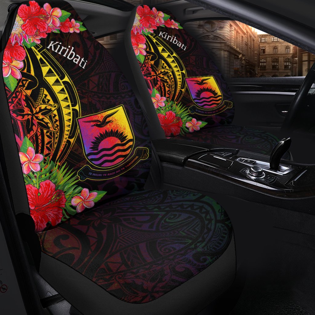 Kiribati Car Seat Cover - Tropical Hippie Style Universal Fit Black - Polynesian Pride