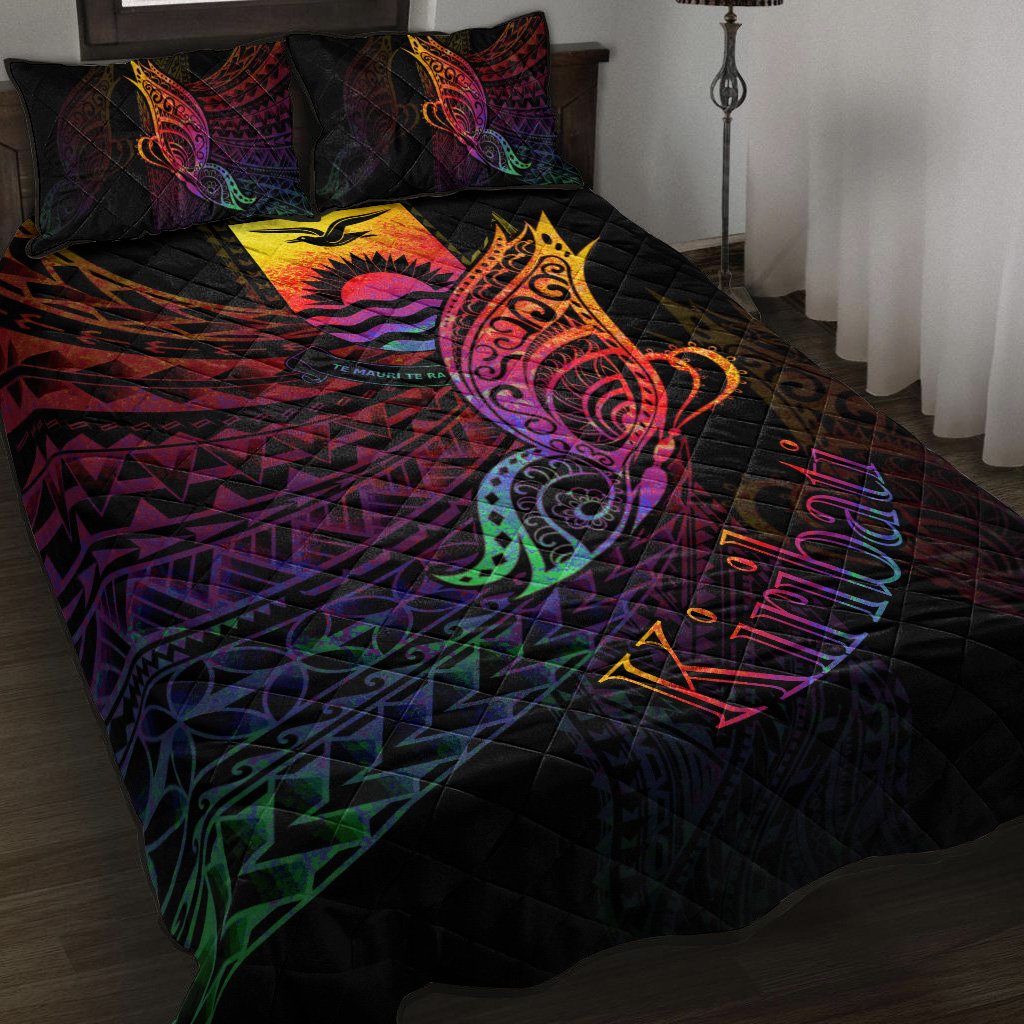 Kiribati Quilt Bed Set - Butterfly Polynesian Style Black - Polynesian Pride