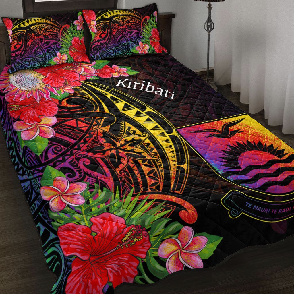 Kiribati Quilt Bed Set - Tropical Hippie Style Black - Polynesian Pride