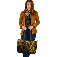 Kiribati Leather Tote - Gold Color Cross Style - Polynesian Pride