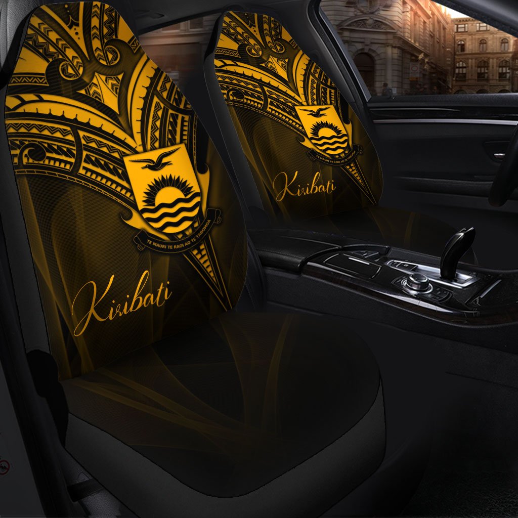 Kiribati Car Seat Cover - Gold Color Cross Style Universal Fit Black - Polynesian Pride