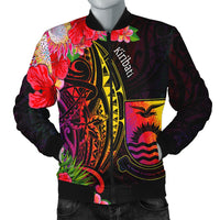 Kiribati Men's Bomber Jacket - Tropical Hippie Style Black - Polynesian Pride