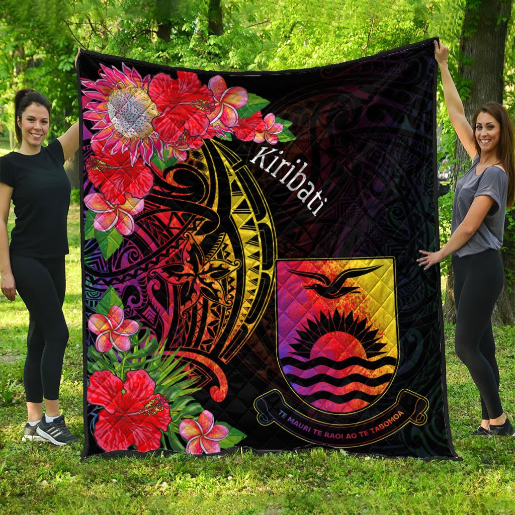 Kiribati Premium Quilt - Tropical Hippie Style Black - Polynesian Pride