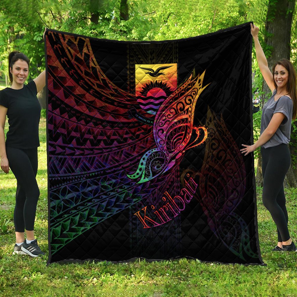 Kiribati Premium Quilt - Butterfly Polynesian Style Black - Polynesian Pride