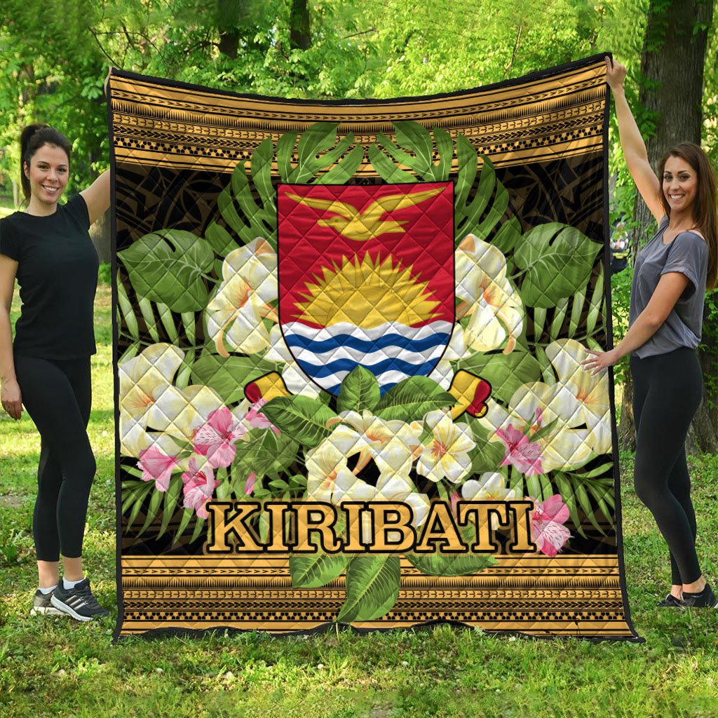 Kiribati Premium Quilt - Polynesian Gold Patterns Collection Black - Polynesian Pride