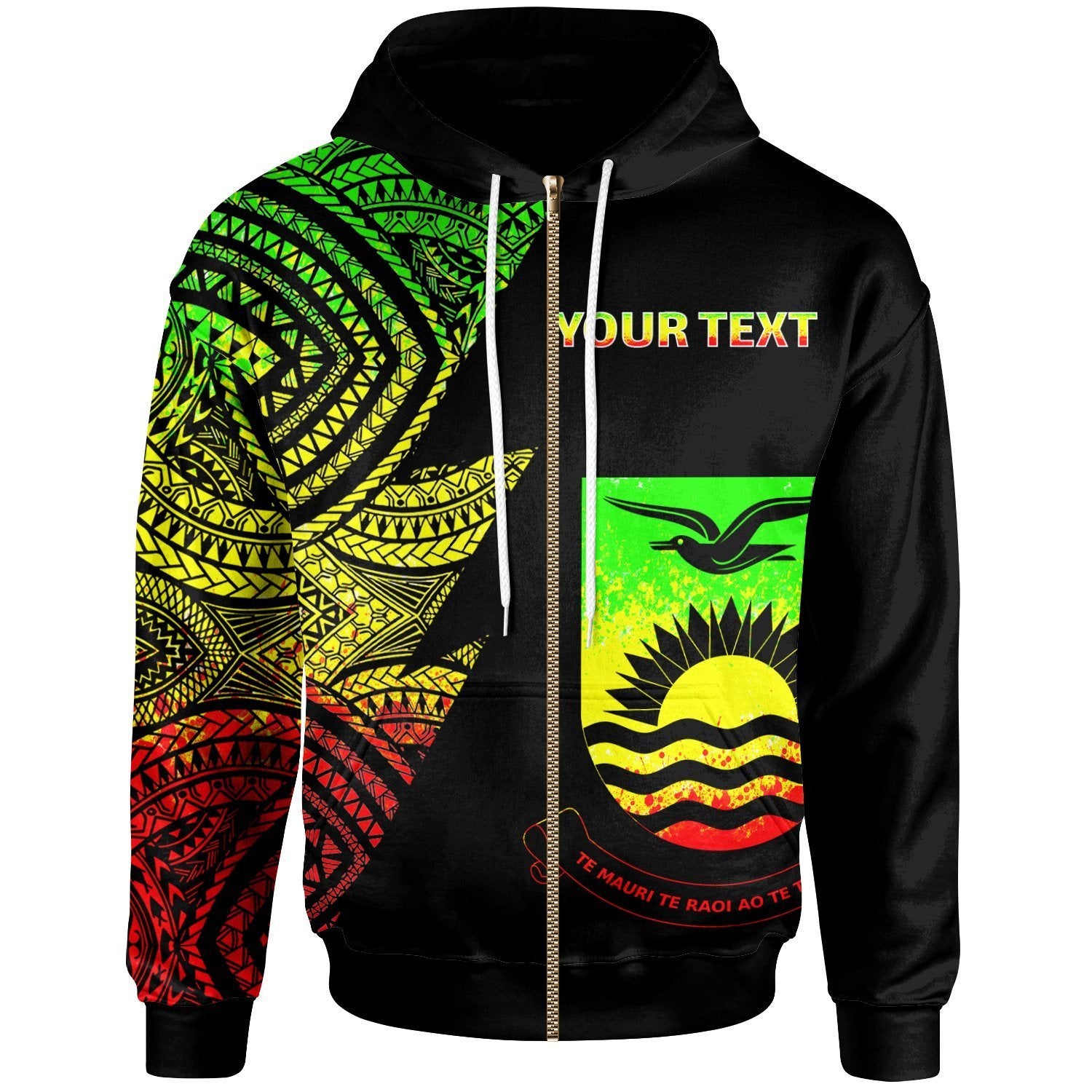 Kiribati Custom Personalized Zip up Hoodie Flash Style Reggae Unisex Reggae - Polynesian Pride