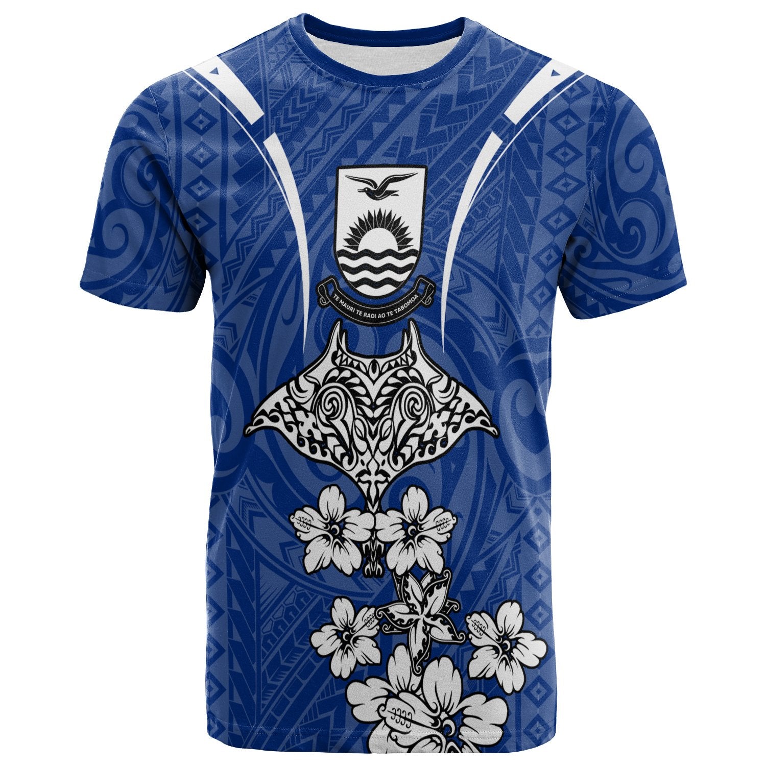 Kiribati T Shirt Ray Hibiscus Unisex Blue - Polynesian Pride