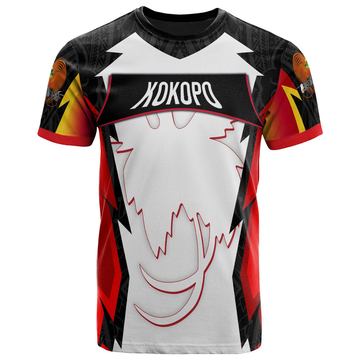 Papua New Guinea T Shirt Kokopo PNG Coat Of Arms Unisex Red Black - Polynesian Pride