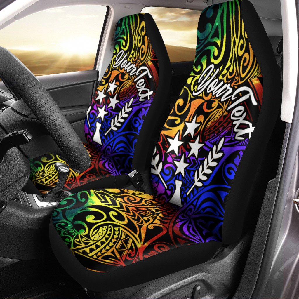 Kosrae Custom Personalised Car Seat Covers - Rainbow Polynesian Pattern Universal Fit Rainbow - Polynesian Pride