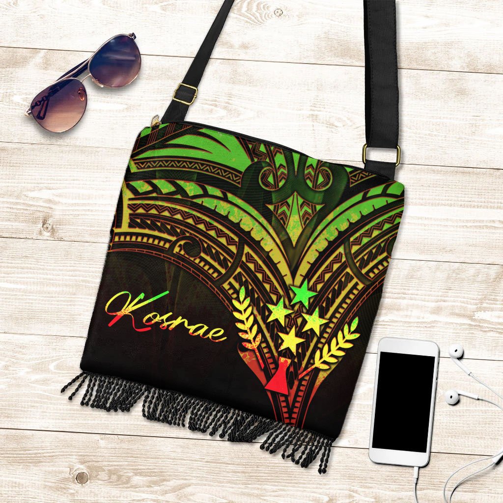 Kosrae State Boho Handbag - Reggae Color Cross Style One Size Boho Handbag Black - Polynesian Pride