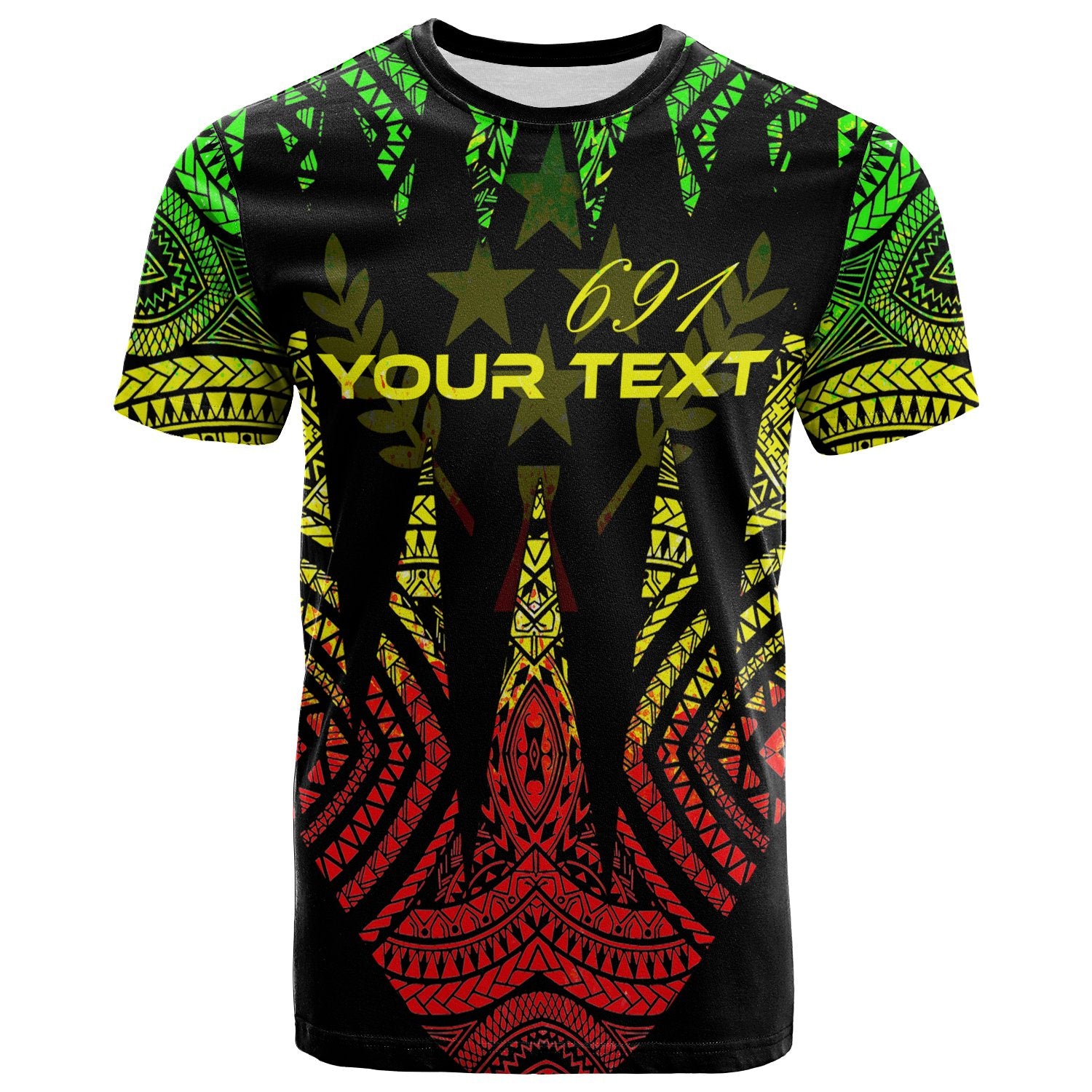 Kosrae Custom Personalized T Shirt Micronesian Teeth Shark Style Reggae Unisex Black - Polynesian Pride