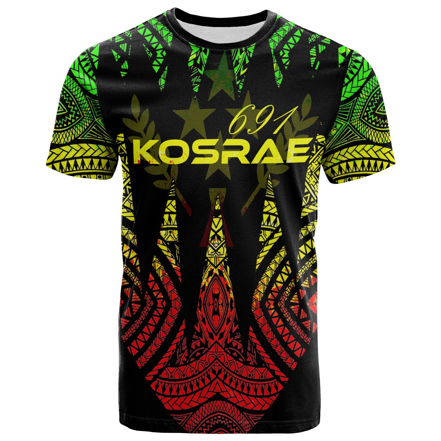 Kosrae T Shirt Micronesian Teeth Shark Style Reggae Unisex Black - Polynesian Pride