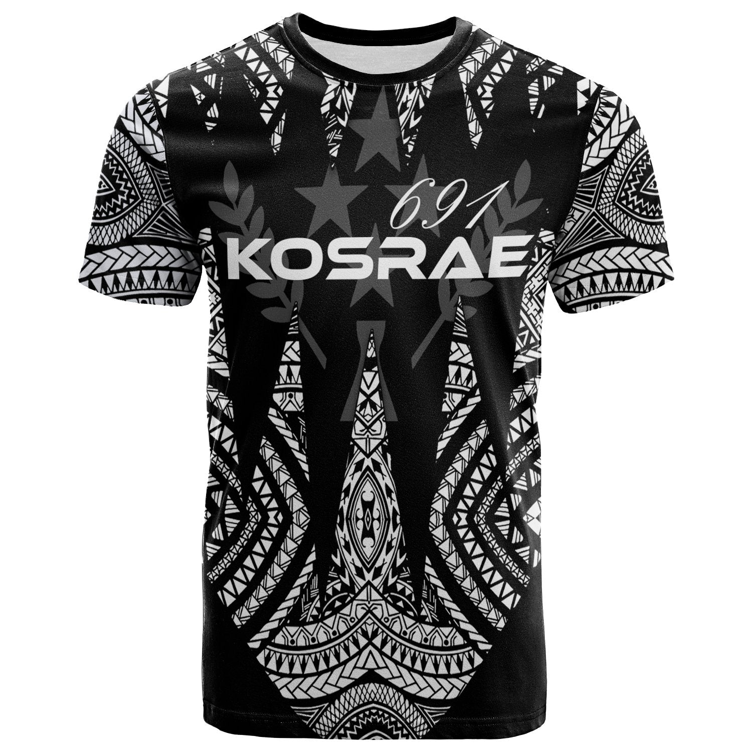 Kosrae T Shirt Micronesian Teeth Shark Style White Unisex Black - Polynesian Pride