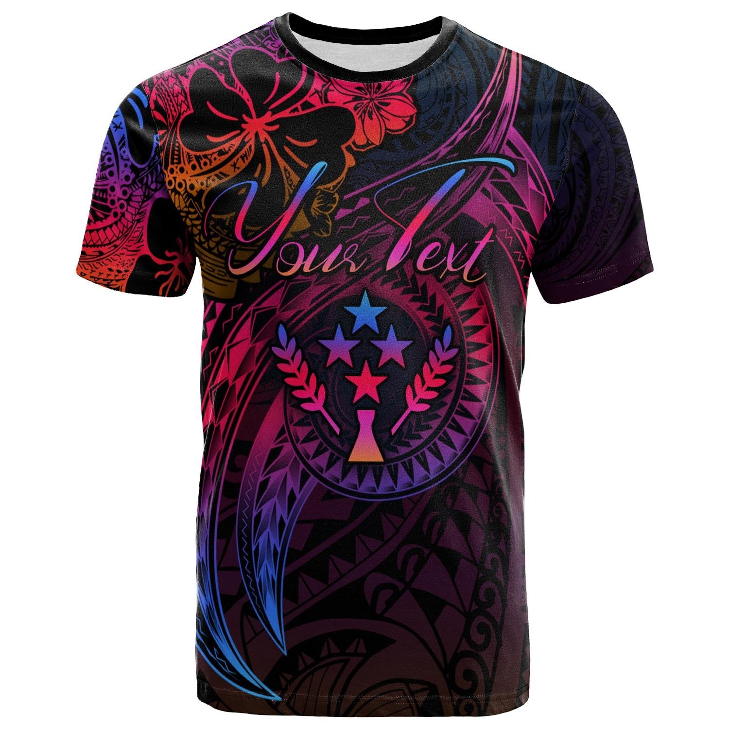 Kosrae State Custom T Shirt Rainbow Style Unisex Black - Polynesian Pride