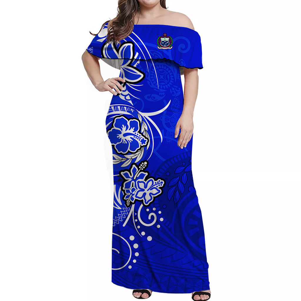 Samoa Off Shoulder Long Dress Be Unique Blue LT13