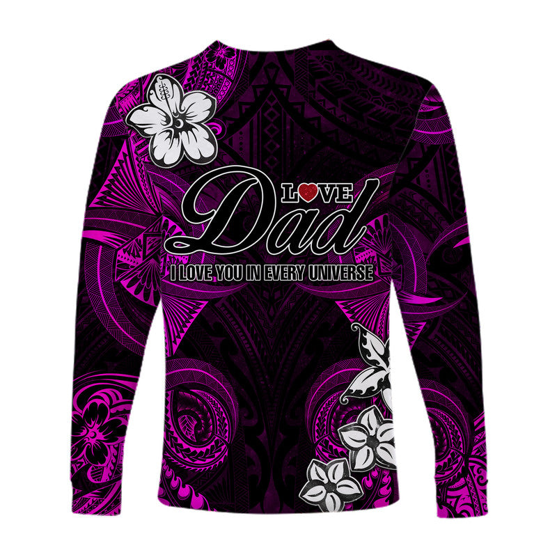 (Custom Personalised) Polynesian Fathers Day Long Sleeve Shirt I Love You In Every Universe - Pink LT8 - Polynesian Pride