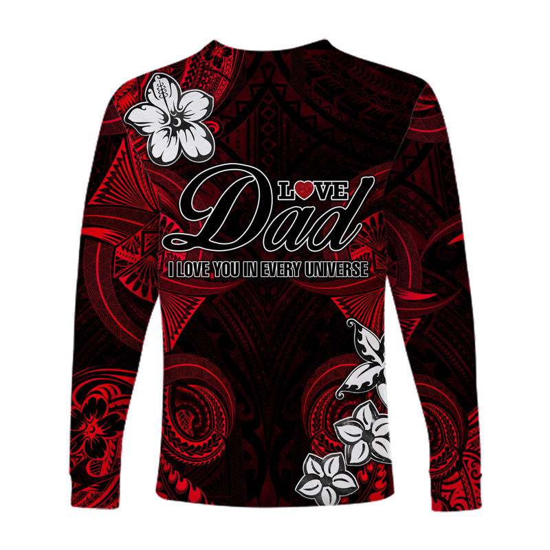 (Custom Personalised) Polynesian Fathers Day Long Sleeve Shirt I Love You In Every Universe - Red LT8 - Polynesian Pride