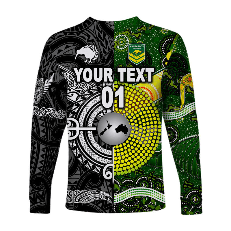 (Custom Personalised) New Zealand Maori All Black And Australia Kangaroos Aboriginal Long Sleeve Shirt Rugby Together LT8 - Polynesian Pride