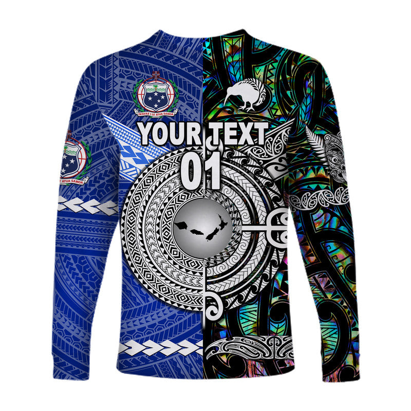 (Custom Personalised) Samoa And New Zealand Long Sleeve Shirt Together - Paua Shell LT8 - Polynesian Pride