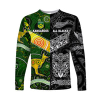 (Custom Personalised) New Zealand Maori All Black And Australia Kangaroos Aboriginal Long Sleeve Shirt Rugby Together LT8 Unisex - Polynesian Pride