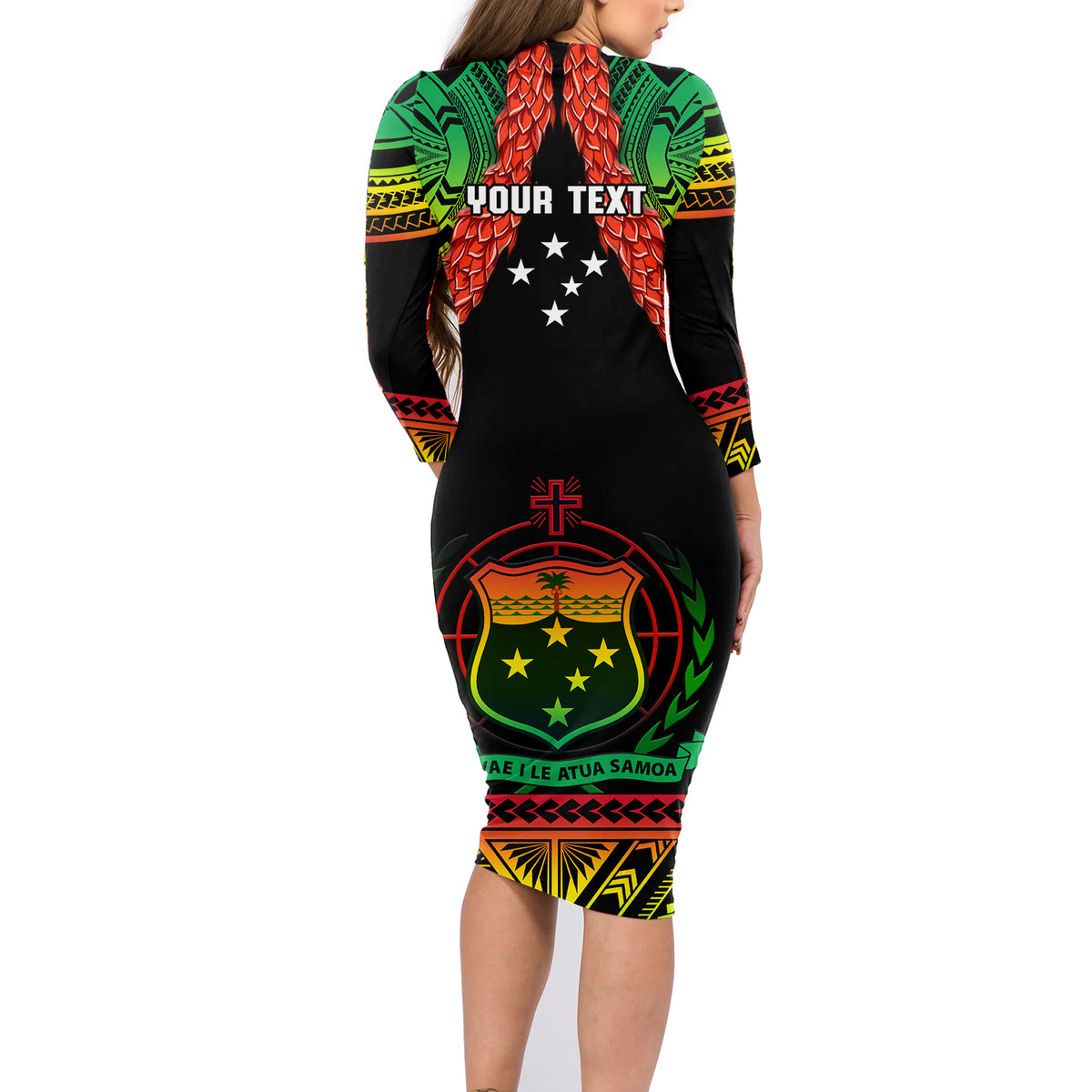 (Custom Personalised) Samoa Rugby Long Sleeves Dress Teuila Torch Ginger Gradient Style LT14 - Polynesian Pride