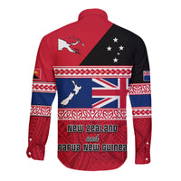 Papua New Guinea and New Zealand Hawaii Long Sleeve Button Shirt Polynesian PNG and NZ LT13 - Polynesian Pride