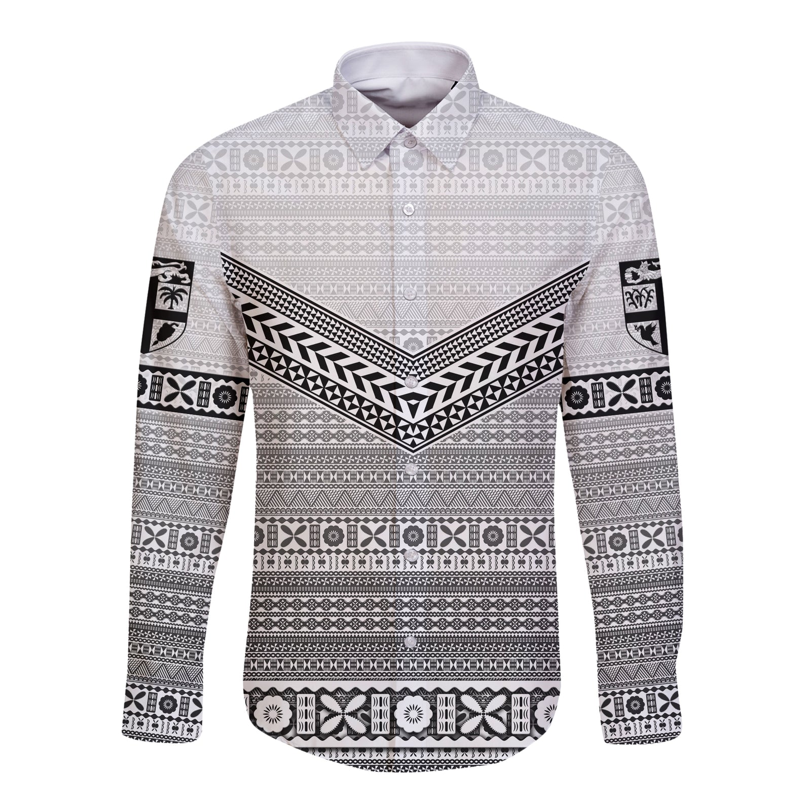 Central Coast Fijians Hawaii Long Sleeve Button Shirt Fiji Tapa Simpe Style LT8 - Polynesian Pride