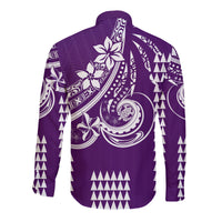 Kakau Hawaiian Polynesian Couples Matching Outfits Long Sleeve Dress And Long Sleeve Button Shirt Purple LT6 - Polynesian Pride