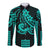 Kakau Hawaiian Polynesian Couples Matching Outfits Long Sleeve Dress And Long Sleeve Button Shirt Turquoise Green LT6 - Polynesian Pride