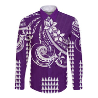 Kakau Hawaiian Polynesian Couples Matching Outfits Long Sleeve Dress And Long Sleeve Button Shirt Purple LT6 - Polynesian Pride