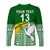 (Custom Text and Number) Tailevu Rugby Long Sleeve Shirt Fiji Rugby Tapa Pattern Green LT13 - Polynesian Pride