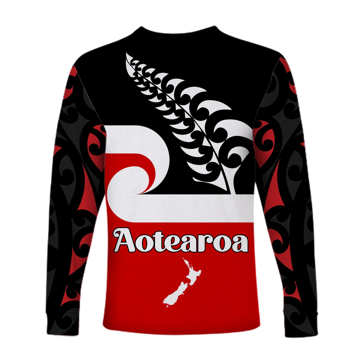Waitangi Day Long Sleeve Shirt Maori Fern and Tino Rangatiratanga Flag LT13 - Polynesian Pride