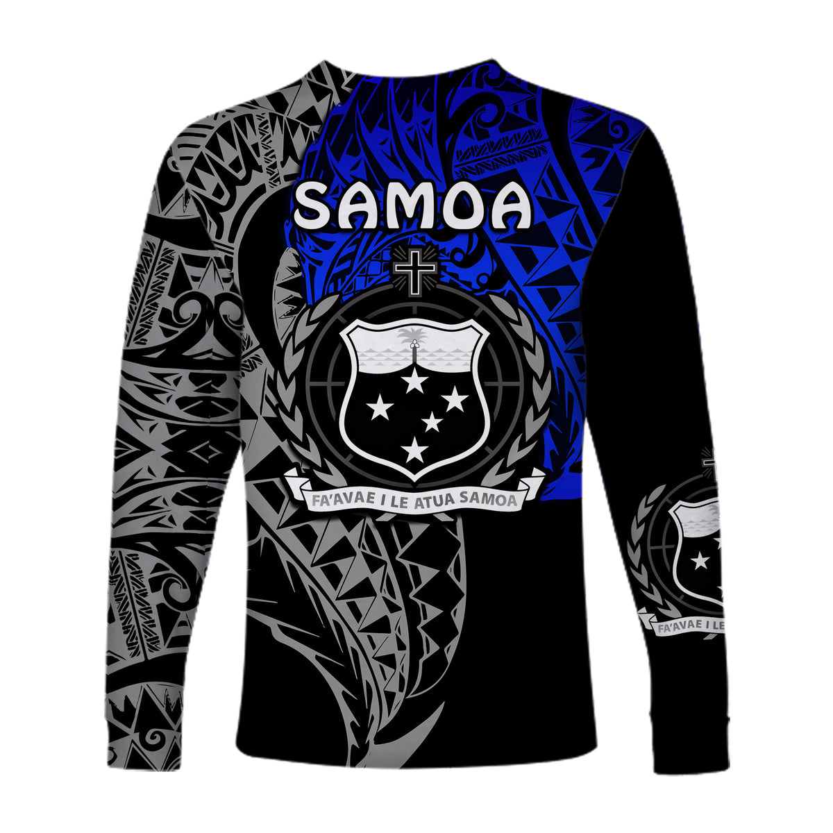 (Custom Personalised) Siva Samoa Long Sleeve Shirt Samoan Dance Mix Blue Polynesian LT13 - Polynesian Pride