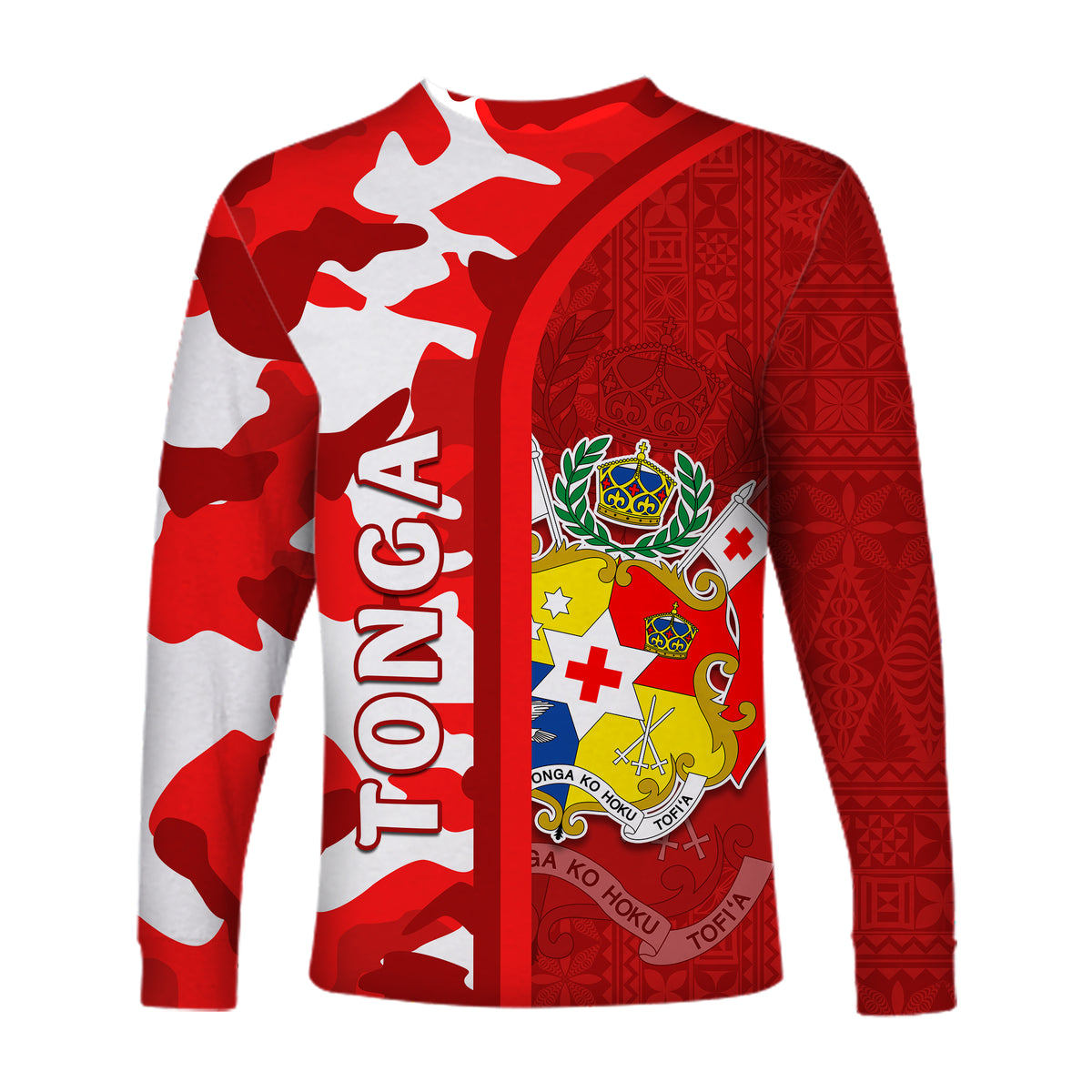 (Custom Personalised) Tonga Unique Long Sleeve Shirt Camouflage with Tongan Pattern LT13 - Polynesian Pride