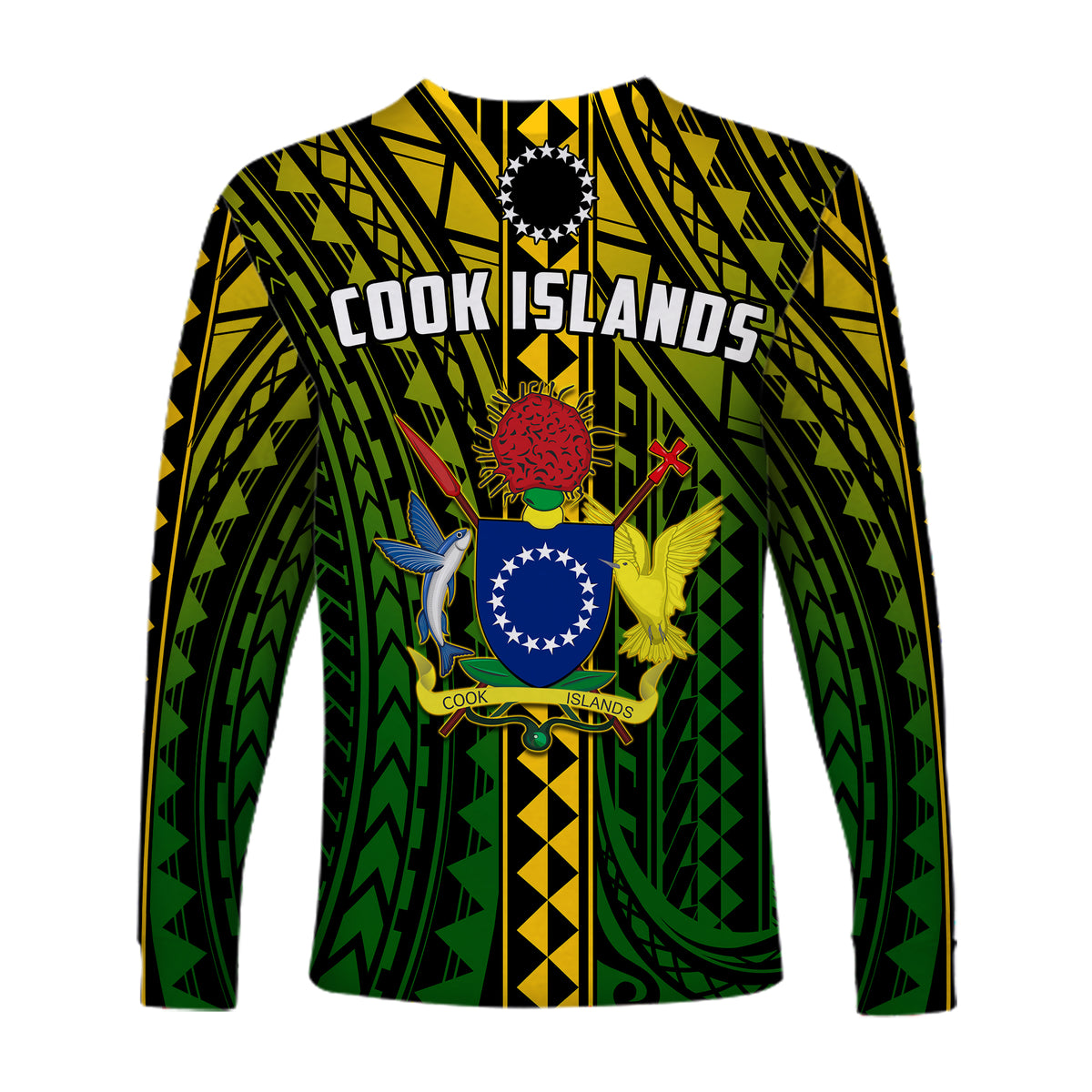 Cook Islands Long Sleeve Shirt Polynesian Pattern Stars LT13 - Polynesian Pride