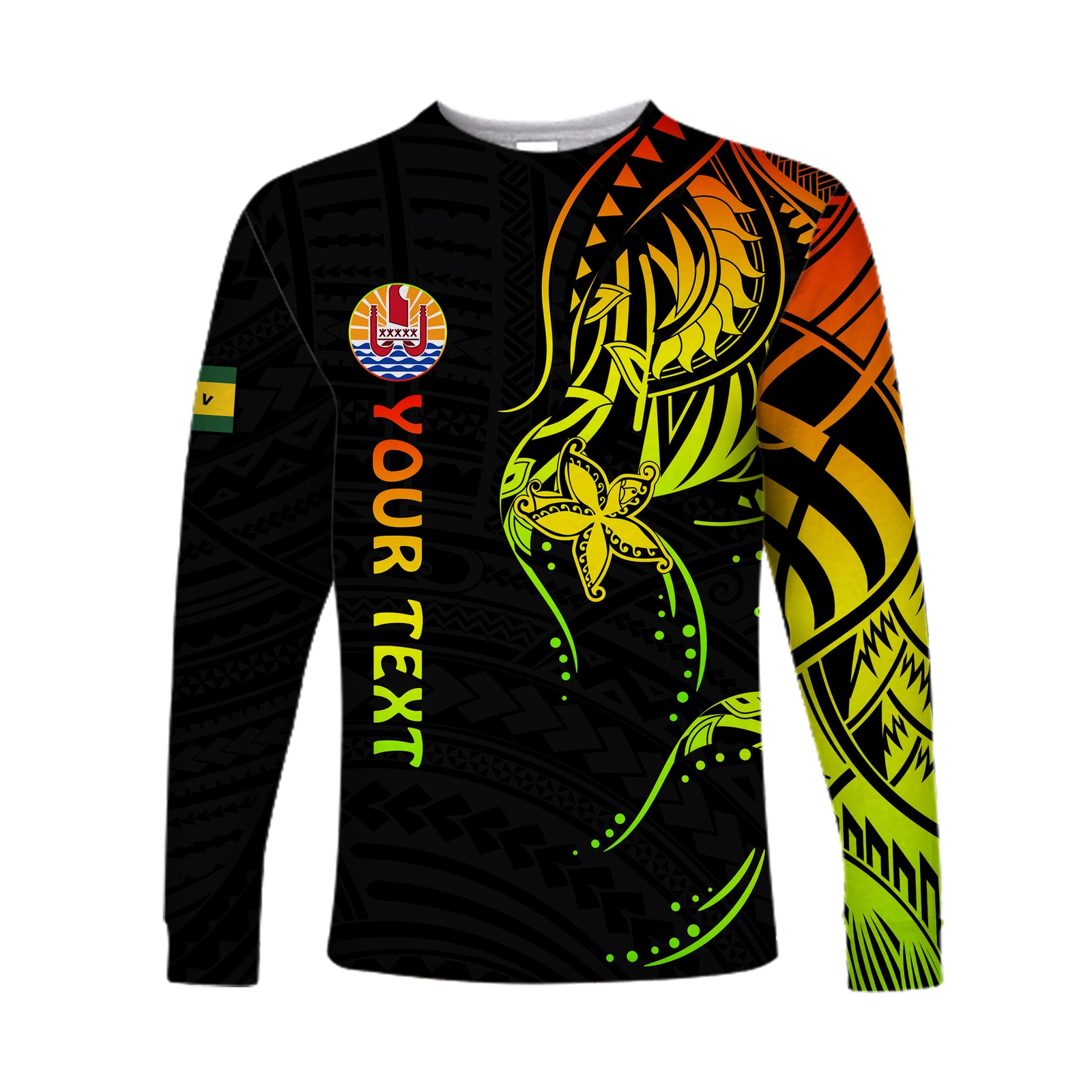 (Custom Personalised) Society Islands Long Sleeve Shirt Mix Pattern Leeward Islands French Polynesia LT13 Unisex Reggae - Polynesian Pride