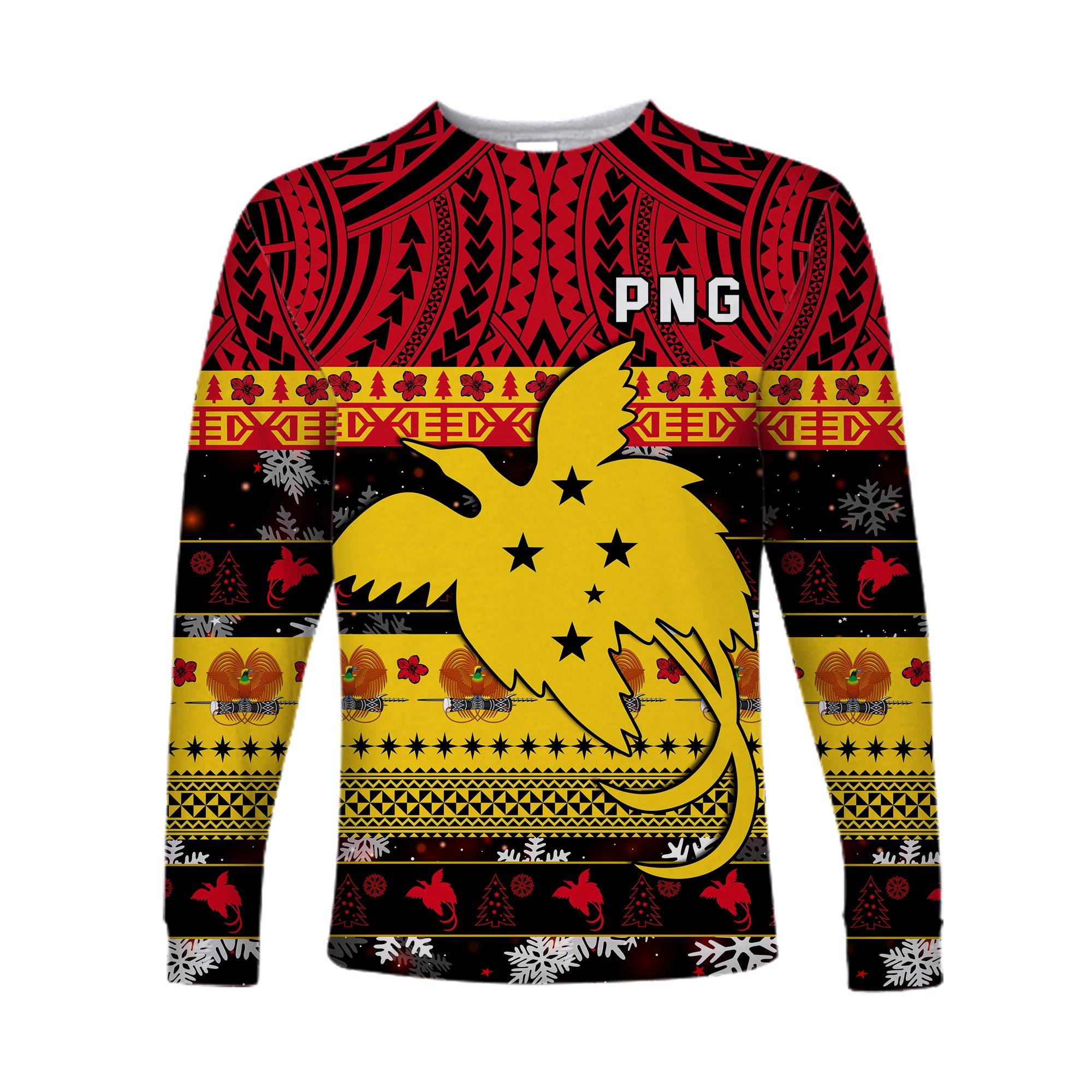 Papua New Guinea Christmas Long Sleeve Shirt Raggiana Loved LT13 Unisex Black - Polynesian Pride