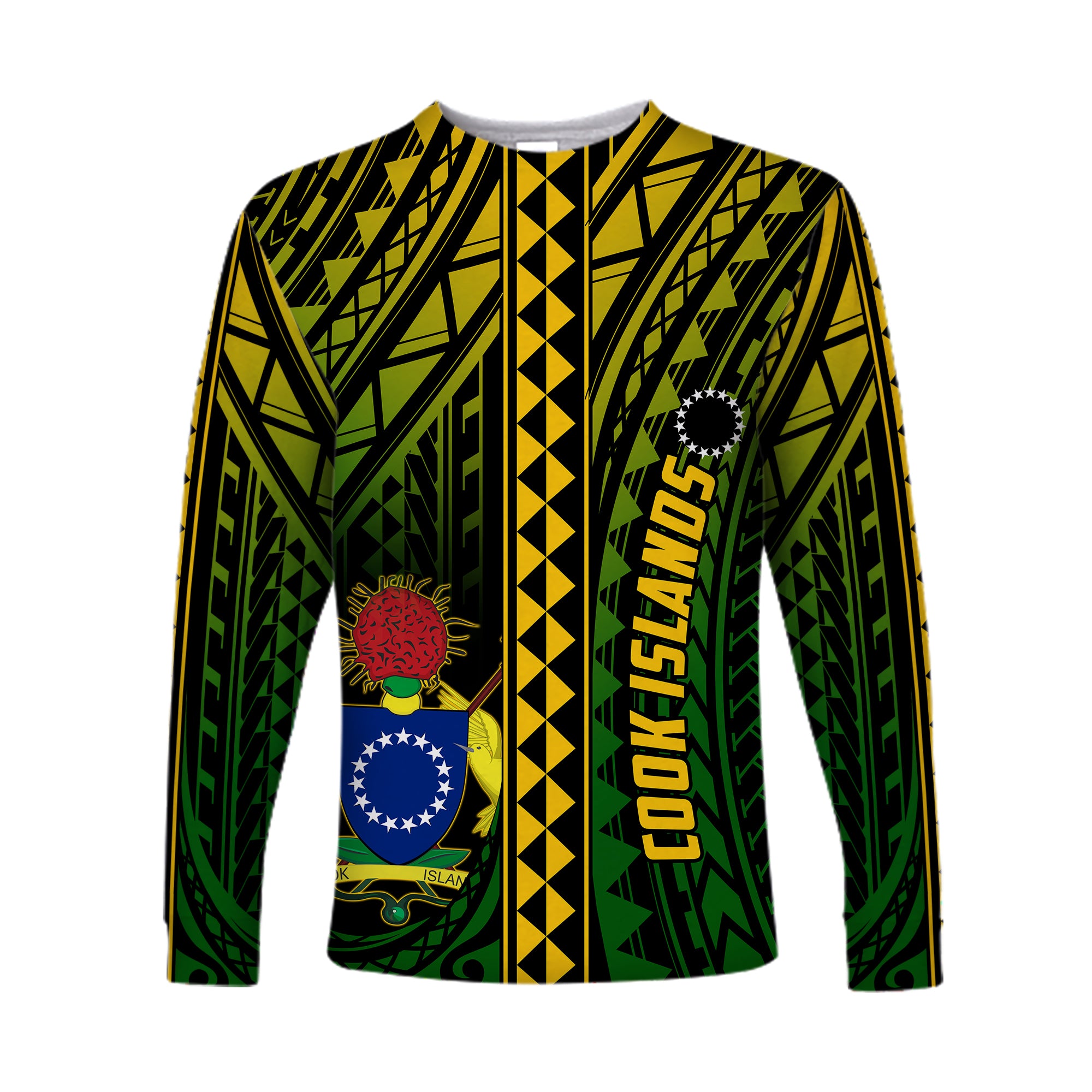 Cook Islands Long Sleeve Shirt Polynesian Pattern Stars LT13 Unisex Black - Polynesian Pride